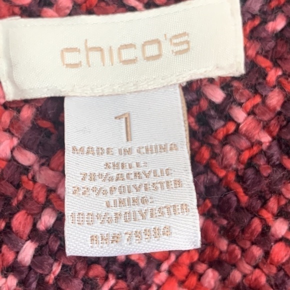 Chicos Shades of Fall Pinks Tweed Style One Hook Front Opening Jacket - Picture 7 of 7